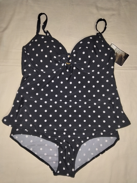 island world apparel Other - Polka Dot Black One-Piece Swimsuit with Built-In Bra